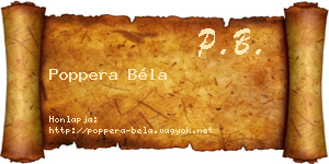 Poppera Béla névjegykártya